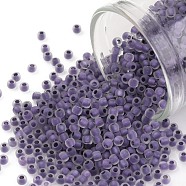 TOHO Round Seed Beads, Japanese Seed Beads, (265FM) Metallic Purple Lined Crystal Rainbow Matte, 11/0, 2.2mm, Hole: 0.8mm, about 5555pcs/50g(SEED-XTR11-0265FM)