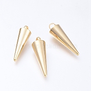 304 Stainless Steel Pendants, Spike/Cone, Real 18K Gold Plated, 18x5mm, Hole: 2mm(STAS-G214-47G-01)