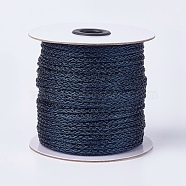 Metallic Cord, Resin and Polyester Braided Cord, Dark Blue, 4mm, about 50yards/roll(45.72m/roll)(OCOR-F008-D03)