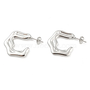 304 Stainless Steel Twist Ring Stud Earrings, Half Hoop Earrings, Stainless Steel Color, 27x3x24mm(EJEW-I290-01P)
