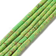 Synthetic Imperial Jasper Dyed Beads Strands, Column, Lawn Green, 4~4.5x13~14mm, Hole: 1.2mm, about 27~29pcs/strand, 14.72''~14.96''(37.4~38cm)(G-D077-B01-07)