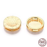 925 Sterling Silver Charms, Flat Round with Number Charms, Nickel Free, Real 18K Gold Plated, 12x3mm, Hole: 1mm(CHS-T004-58G)