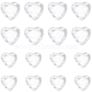 200Pcs 2 Style Acrylic Rhinestone Cabochons, Flat Back & Back Plated, Faceted, Heart, Clear, 15~25x14.5~24x2~4mm, 100pcs/style(MACR-GF0001-03A)