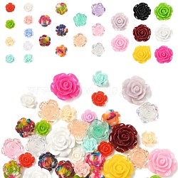 50Pcs 5 Styles Resin Cabochons, Rose Flower, Mixed Color, 11~20x5~9mm, 10pcs/style(CRES-YW0002-40)