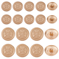 80Pcs 2 Style 1-Hole Alloy Buttons, Half Round with Crown & Badge, for Sewing Crafting, Matte Rose Gold Color, 40pcs/style(BUTT-OC0001-20)