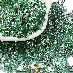 Baking Paint Glass Round Bugle Beads, Silver Lined, Tube, Medium Sea Green, 3.5~3.8x2~2.5mm, Hole: 1.2mm(SEED-Z002-A-E02)