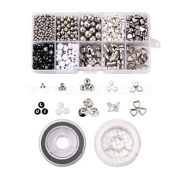 DIY Letter Beads Bracelet Making Kit, Including 899Pcs CCB Plastic Beads, 122Pcs Acrylic Beads, 2Rolls Elastic Thread, Platinum, Beads: 1021pcs/set(DIY-FS0002-52)