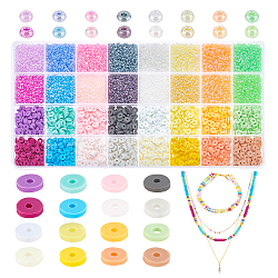 Elite Beads Jewelry Making Finding Kit, Including Round Glass Seed & Handmade Polymer Clay Disc/Heishi Beads, Mixed Color, 244g/box(DIY-PH0010-45)