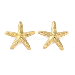 304 Stainless Steel Stud Earrings for Women, Starfish, Real 18K Gold Plated, 48x50mm(EJEW-P289-01B-G)