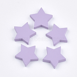 Painted Wooden Cabochons, Star, Lilac, 19.5x20.5x5mm(X-WOOD-Q040-004D)