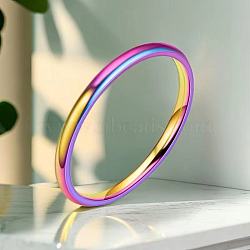 Stainless Steel Plain Band Rings, Rainbow Color, US Size 12(21.4mm)(FS-WG75602-110)