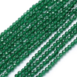 Synthetic Gemstone Strands, Imitation Emerald, Faceted, Dyed, Round, 2~3mm, Hole: 1mm, about 160pcs/strand, 14.17~14.37 inch(36~36.5cm)(X-G-E411-32C-2mm)