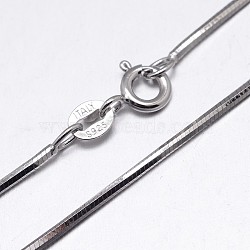 Anti-Tarnish Rhodium Plated Sterling Silver Snake Chain Necklaces, with Spring Ring Clasps, Platinum, 20 inch, 0.65mm(NJEW-M153-15A-20)