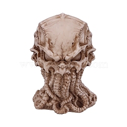 Resin Skull Octopus Figurines Ornaments, Home Decoration, Old Lace, 105x105x150mm(PW-WG56838-01)