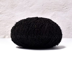 Wool and Polyester Yarn, for Weaving, Knitting & Crochet, Black, 0.5mm, 200m/skein(PW-WG0A3E8-33)