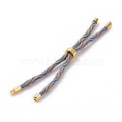 Nylon Cord Silder Bracelets, for Connector Charm Bracelet Making, with Rack Plating Golden Brass Findings, Long-Lasting Plated, Cadmium Free & Lead Free, Tan, 8-5/8~9 inch(22~22.8cm), 0.3cm, Hole: 2.6mm(MAK-C003-03G-20)