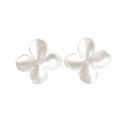 Opaque Acrylic Bead Caps, ABS Plastic Imitation Pearl, 4-Petal Flower, Floral White, 42.5x41.5x9mm, Hole: 2mm(OACR-S137-01)