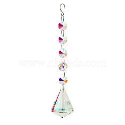 Clear AB Glass Pendant Decorations, with Glass Octagon Link, Hanging Suncatchers Garden Decorations, Diamond, pendant: 50mm(PW-WG12742-04)