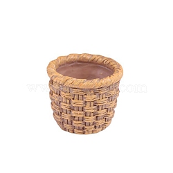 Mini Resin Bamboo Basket, Micro Landscape Home Dollhouse Accessories, Pretending Prop Decorations, Peru, 20x26mm(PW-WG88609-01)
