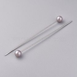 Iron Sewing Pins, Straight Pins, with Plastic Round Beads, for Dressmaker Jewelry Decoration, Gray, 65x0.7mm; about 100pcs/box(IFIN-TAC001-55A)
