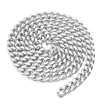 Aluminium Curb Chains, Unwelded, Silver Color Plated, Link: 16.5x13x3.5mm, 1m/strand