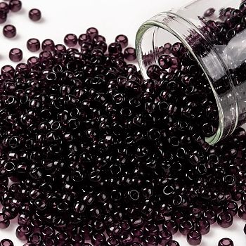 TOHO Round Seed Beads, Japanese Seed Beads, (6C) Transparent Amethyst, 8/0, 3mm, Hole: 1mm, about 222pcs/10g