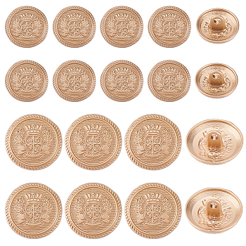 80Pcs 2 Style 1-Hole Alloy Buttons, Half Round with Crown & Badge, for Sewing Crafting, Matte Rose Gold Color, 40pcs/style