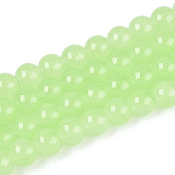 Baking Paint Imitation Jade Glass Round Bead Strands, Green Yellow, 8.5~9mm, Hole: 1.5mm