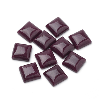 Natural White Jade Cabochons, Dyed, Square, Dark Red, 12x12x5mm