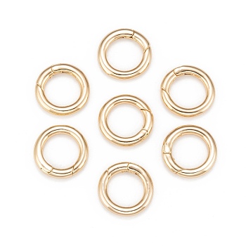 Brass Spring Gate Rings, Donut, Nickel Free, Real 18K Gold Plated, 6 Gauge, 23x4mm, Inner Diameter: 15mm