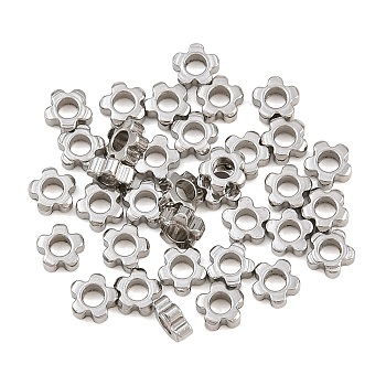 201 Stainless Steel Spacer Beads, Flower, Stainless Steel Color, 3.5x3.5x1.5mm, Hole: 1.6mm, about 20pcs/set
