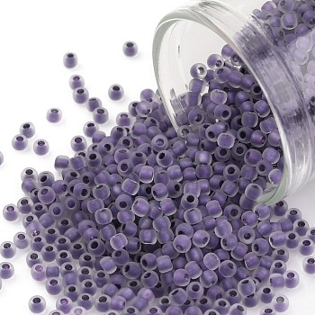 TOHO Round Seed Beads, Japanese Seed Beads, (265FM) Metallic Purple Lined Crystal Rainbow Matte, 11/0, 2.2mm, Hole: 0.8mm, about 5555pcs/50g