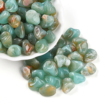 Transparent Acrylic Beads, Nuggets, Two Tone, Light Sea Green, 16.5x13x10mm, Hole: 1.6mm, about 462pcs/500g