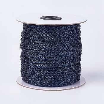 Metallic Cord, Resin and Polyester Braided Cord, Dark Blue, 4mm, about 50yards/roll(45.72m/roll)