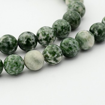 Natural Green Spot Jasper Round Bead Strands, 12mm, Hole: 1mm, about 34pcs/strand, 15.7 inch