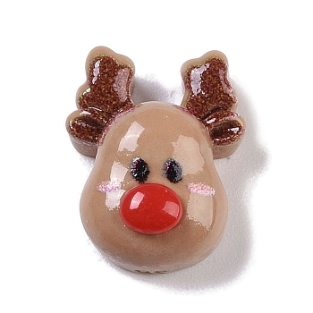 Opaque Christmas Theme Resin Cabochons, Deer, 13.5x11x7mm