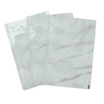 Plastic Zip Lock Bag, Storage Bags, Self Seal Bag, Marble Pattern with Top Seal, Gray, 12x8x0.15cm, Unilateral Thickness: 3.1 Mil(0.08mm), 100pcs/bag