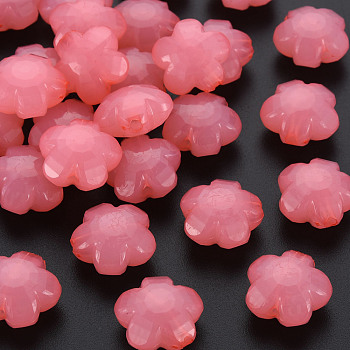 Imitation Jelly Acrylic Beads, Flower, Faceted, Salmon, 17x17.5x10mm, Hole: 2mm, about 340pcs/500g