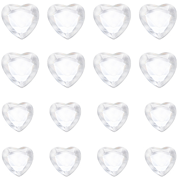 200Pcs 2 Style Acrylic Rhinestone Cabochons, Flat Back & Back Plated, Faceted, Heart, Clear, 15~25x14.5~24x2~4mm, 100pcs/style