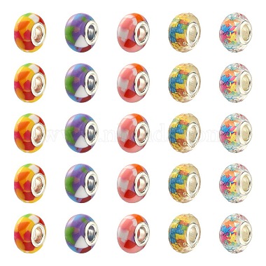 Mixed Color Rondelle Resin European Beads