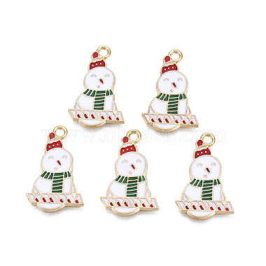 Light Gold Green Snowman Alloy+Enamel Pendants