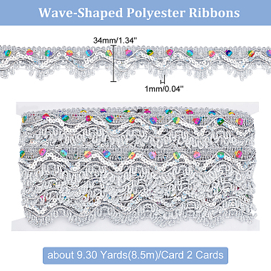 Elite 2 Cards Wave-Shaped Polyester Ribbons(OCOR-PH0001-89B)-5