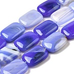 Natural Striped Agate/Banded Agate Beads Strands, Dyed & Heated, Rectangle, Rosy Brown, 18~18.5x13~13.5x5~6mm, Hole: 1.5mm, about 22pcs/strand, 15.63''(39.7cm)(G-B137-B01-01E)