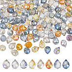 144Pcs 8 Styles Electroplated Glass Beads, Faceted, Teardrop Charms, Top Drilled, Mixed Color, 10x8mm, Hole: 1.2mm, 18pcs/color(EGLA-HY0001-13)