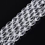 Transparent Glass Beads Strands, Rice, Faceted, Clear, 8~9x5~6mm, Hole: 0.9~1mm, about 67~68pcs/strand, 22.83~23.62 inch(58~60cm)(GLAA-N071-01A-A01)