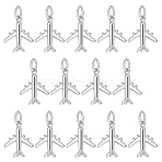 14Pcs Rack Plating Brass Charms, Airplane, with Jump Ring, Long-Lasting Plated, Cadmium Free & Lead Free, Platinum, 14x12.5x3mm, Hole: 3mm(KK-ME0001-50P)