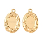 304 Stainless Steel Pendant Cabochon Settings, Oval, Ion Plating(IP), Real 18K Gold Plated, Tray: 12x16mm, 33x21x3mm, Hole: 2.5mm(STAS-D390-18G)
