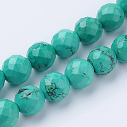 Natural Magnesite Beads Strands, Dyed & Heated, Faceted, Round, Light Sea Green, 4mm, Hole: 1mm, about 98pcs/strand, 15.7 inch(40cm)(G-P324-10-4mm)