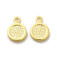 Brass Charms, Cadmium Free & Lead Free, Long-Lasting Plated, Flat Round Charm, Real 24K Gold Plated, 9x6.5x1mm, Hole: 1mm(KK-H442-11G)