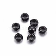 304 Stainless Steel Beads, Rondelle, Electrophoresis Black, 2.5x1.8mm, Hole: 1.2mm(STAS-H467-07B)